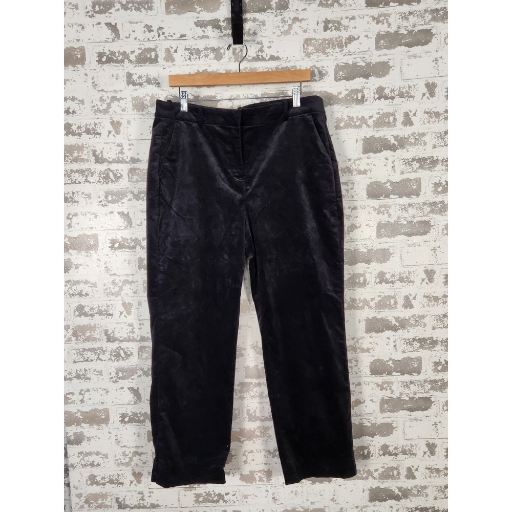 J Crew Pants Size 14 Black Velvet Cotton Stretch Classic Minimalist